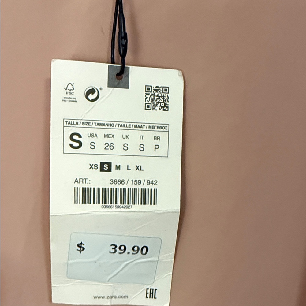 NWT Zara Blush & Cream Colorblock Oversized Blouse - Picture 2 of 11